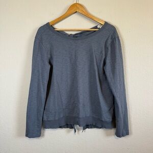 Dylan Brushed Blue Gray Long Sleeve Bow Tie Back Oversized Sweatshirt Size Small